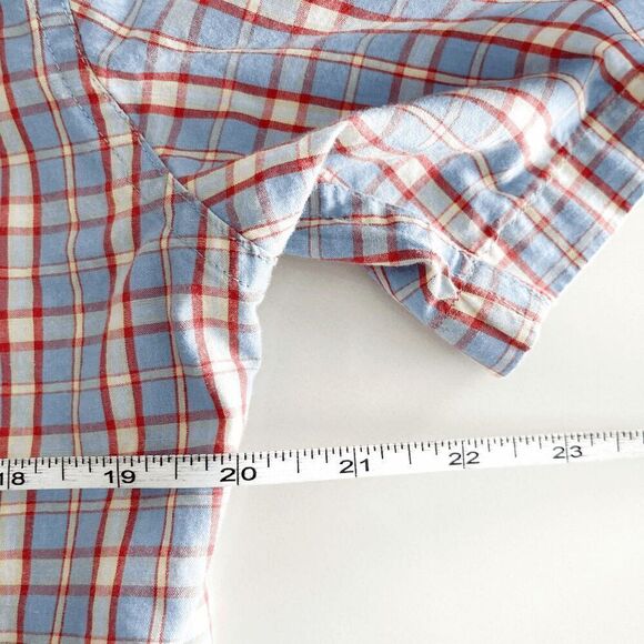 Quiksilver Mens Regular Fit Plaid Short Sleeve Button Up Shirt Blue Red Medium - Picture 5 of 6